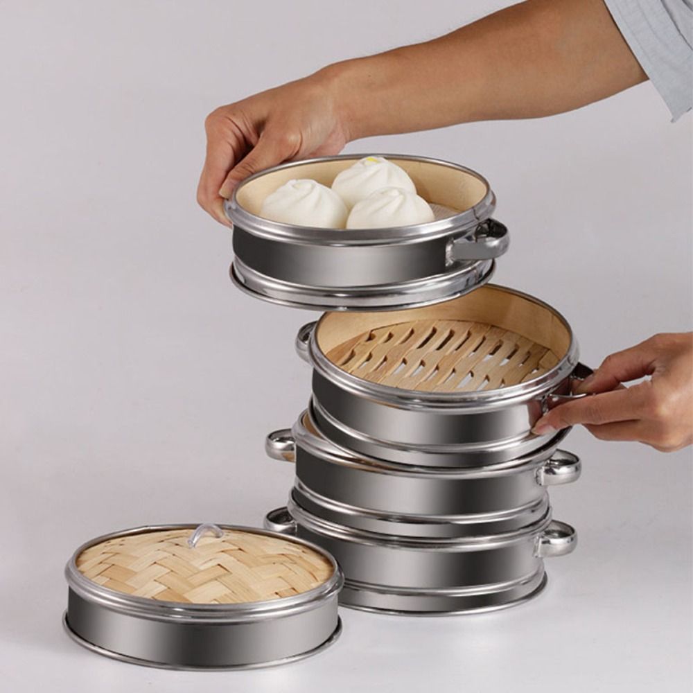 Bao Steamer Bamboo - Ferramenta de cozinha redonda dim sum,